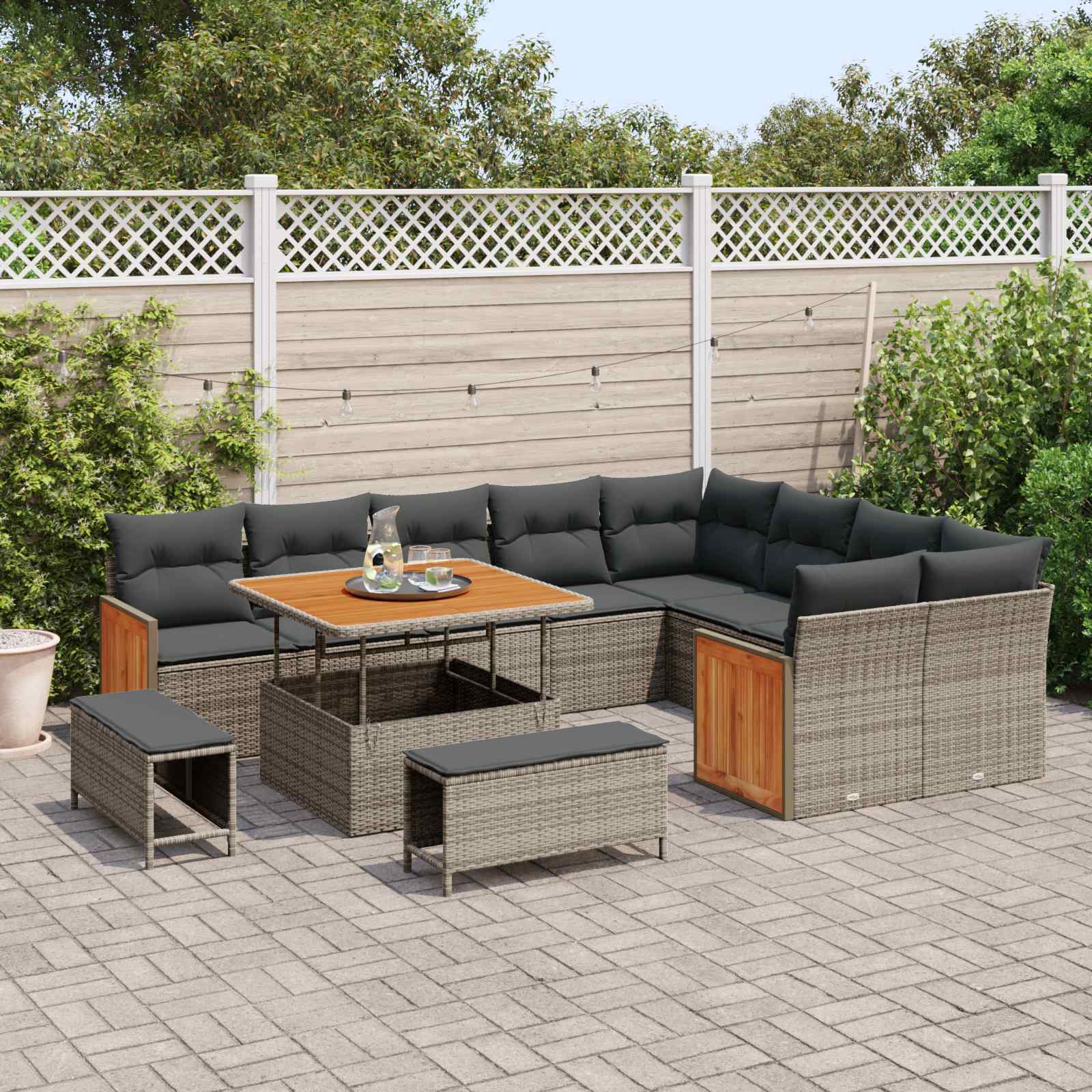 Gartensofa-set mit Kissen 12 pcs Grau