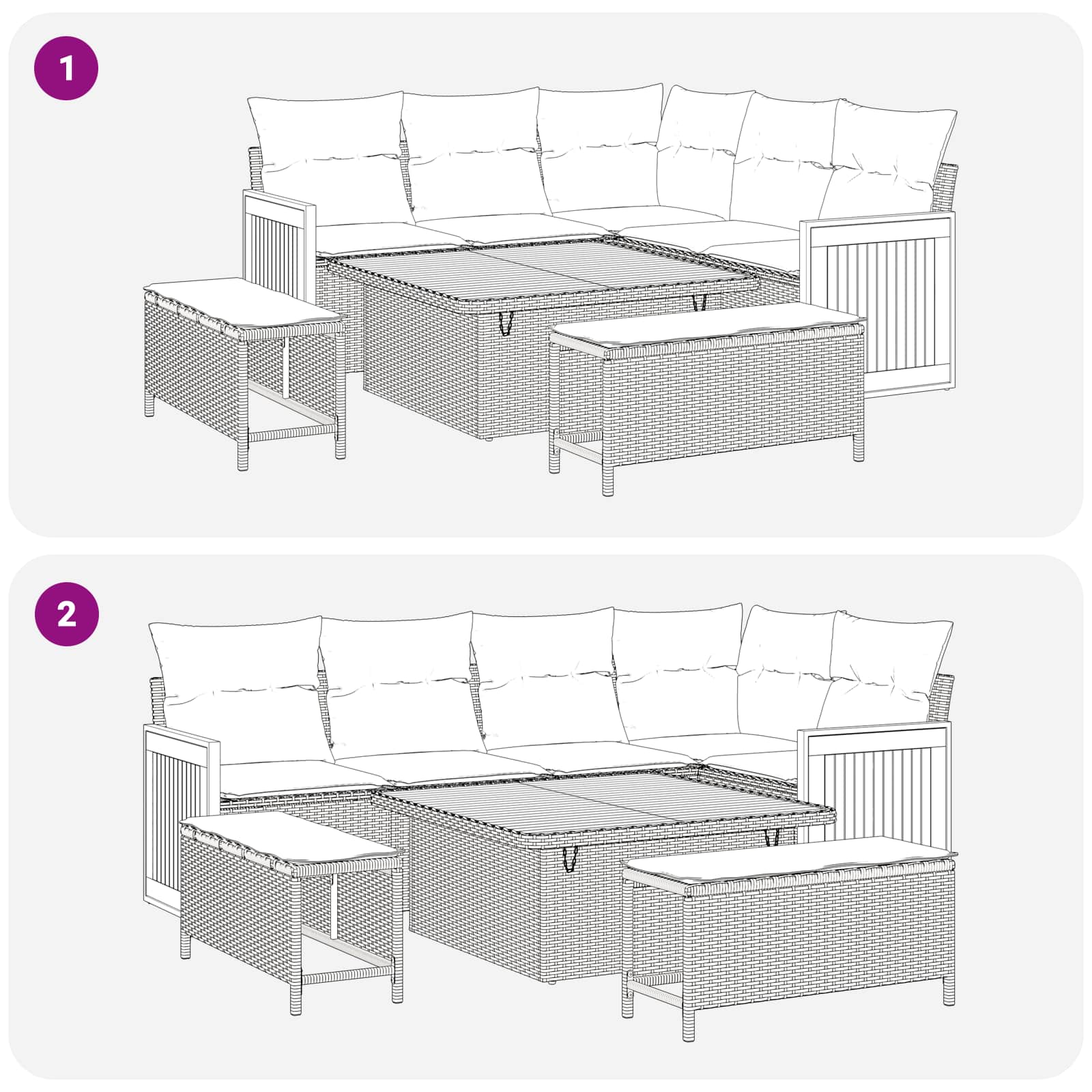 Gartensofa-set mit Kissen 12 pcs Grau