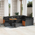 Gartensofa-set mit Kissen 12 pcs Schwarz