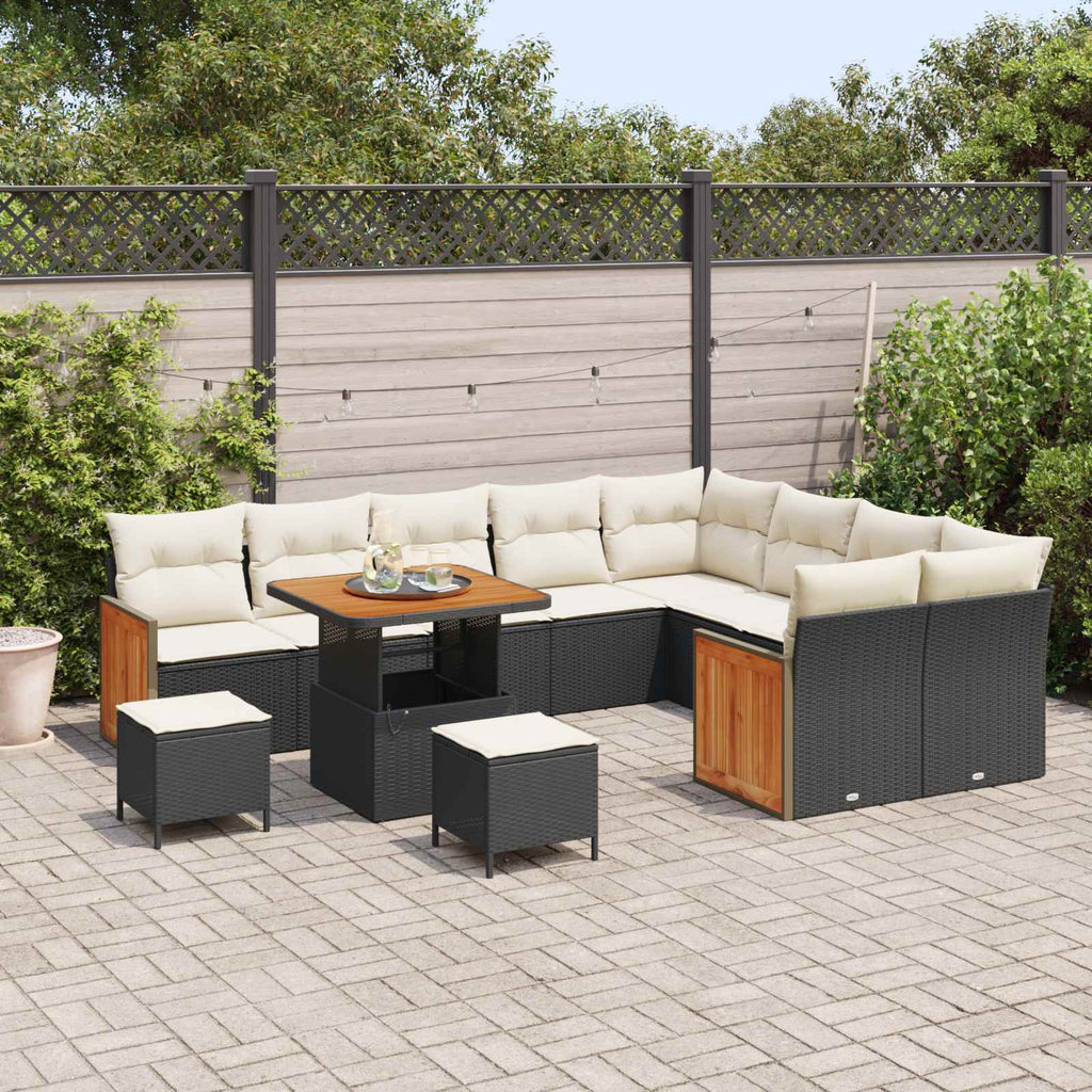 Gartensofa-set mit Kissen 12 pcs Schwarz und Creme