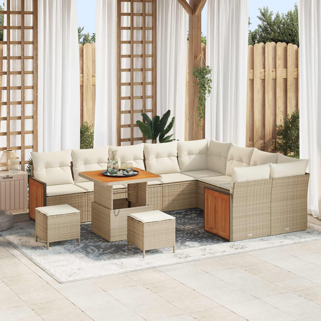 Gartensofa-set mit Kissen 12 pcs Beige und Creme