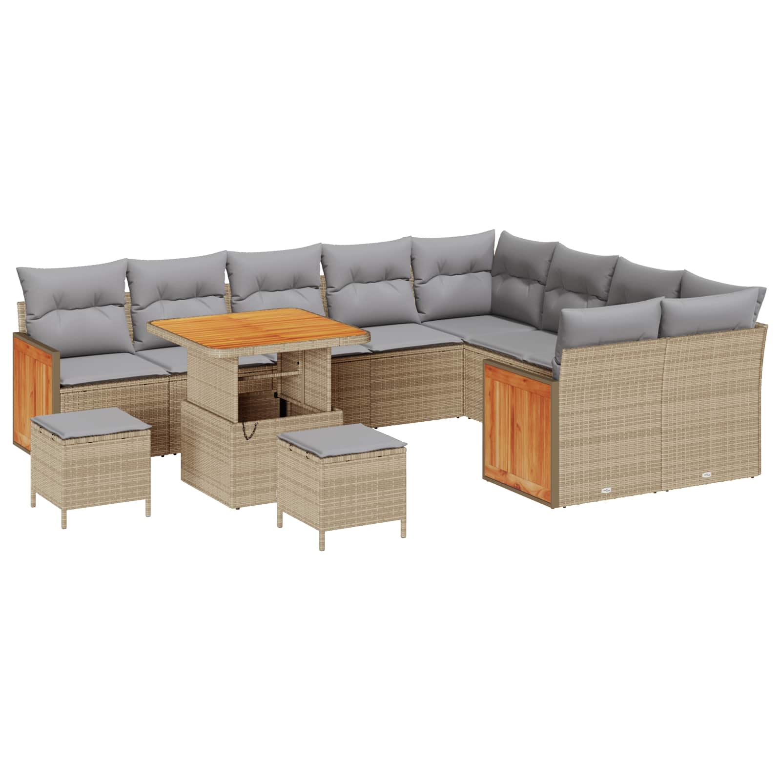 Gartensofa-set mit Kissen 12 pcs Beige und Hellgrau