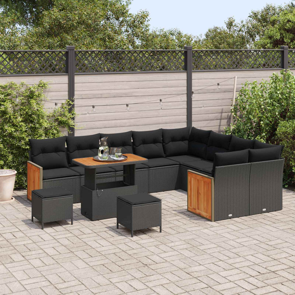 Gartensofa-set mit Kissen 12 pcs Schwarz