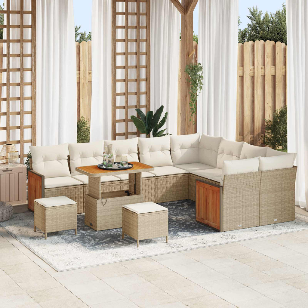 Gartensofa-set mit Kissen 12 pcs Beige und Creme