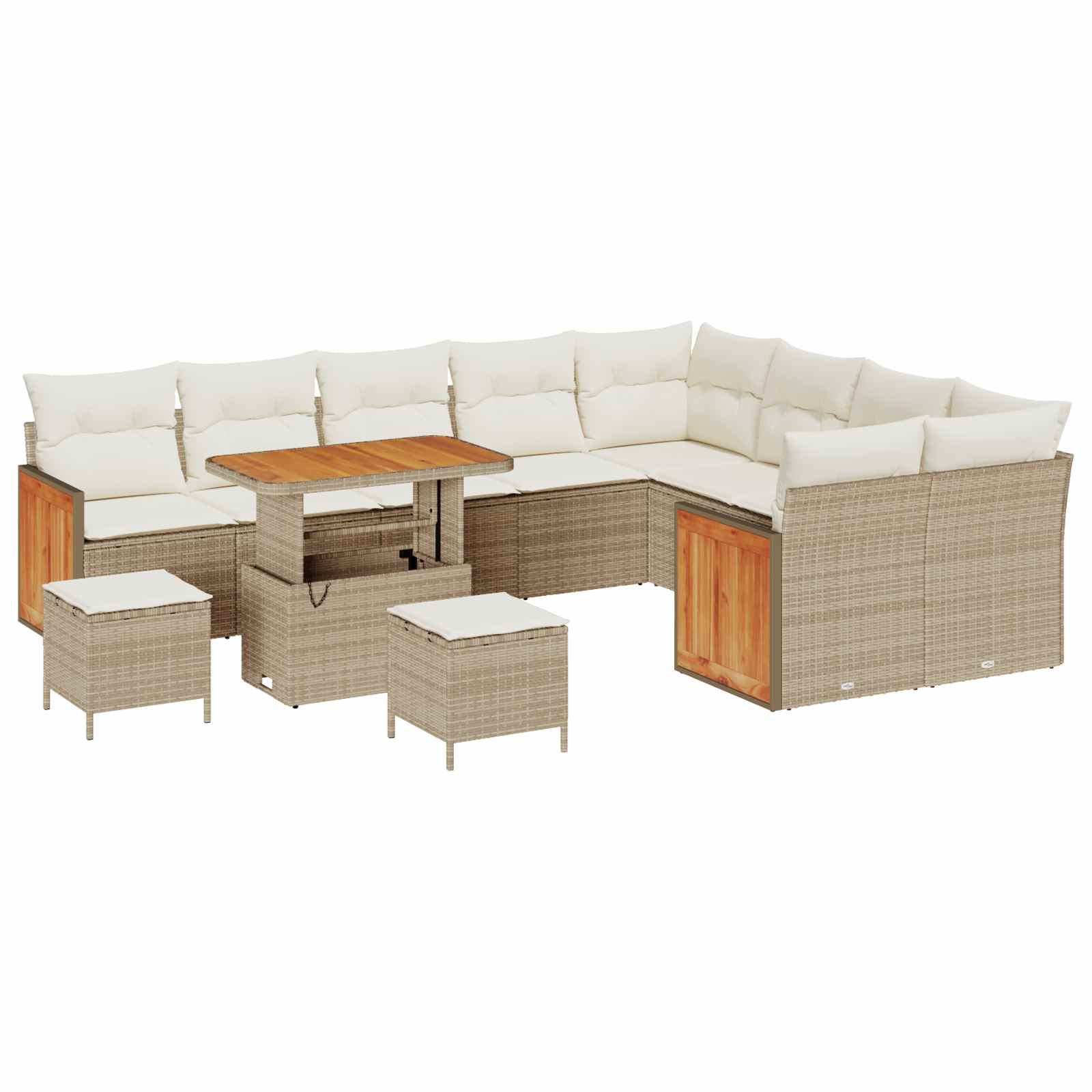 Gartensofa-set mit Kissen 12 pcs Beige und Creme