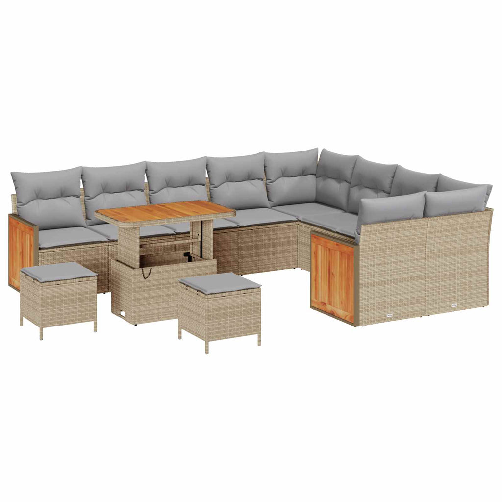 Gartensofa-set mit Kissen 12 pcs Beige und Hellgrau