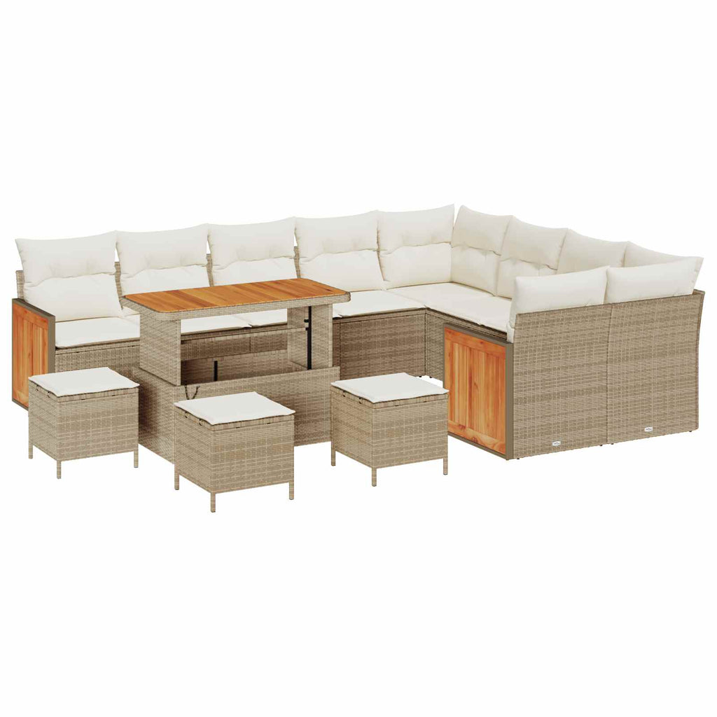 Gartensofa-set mit Kissen 13 pcs Beige und Creme