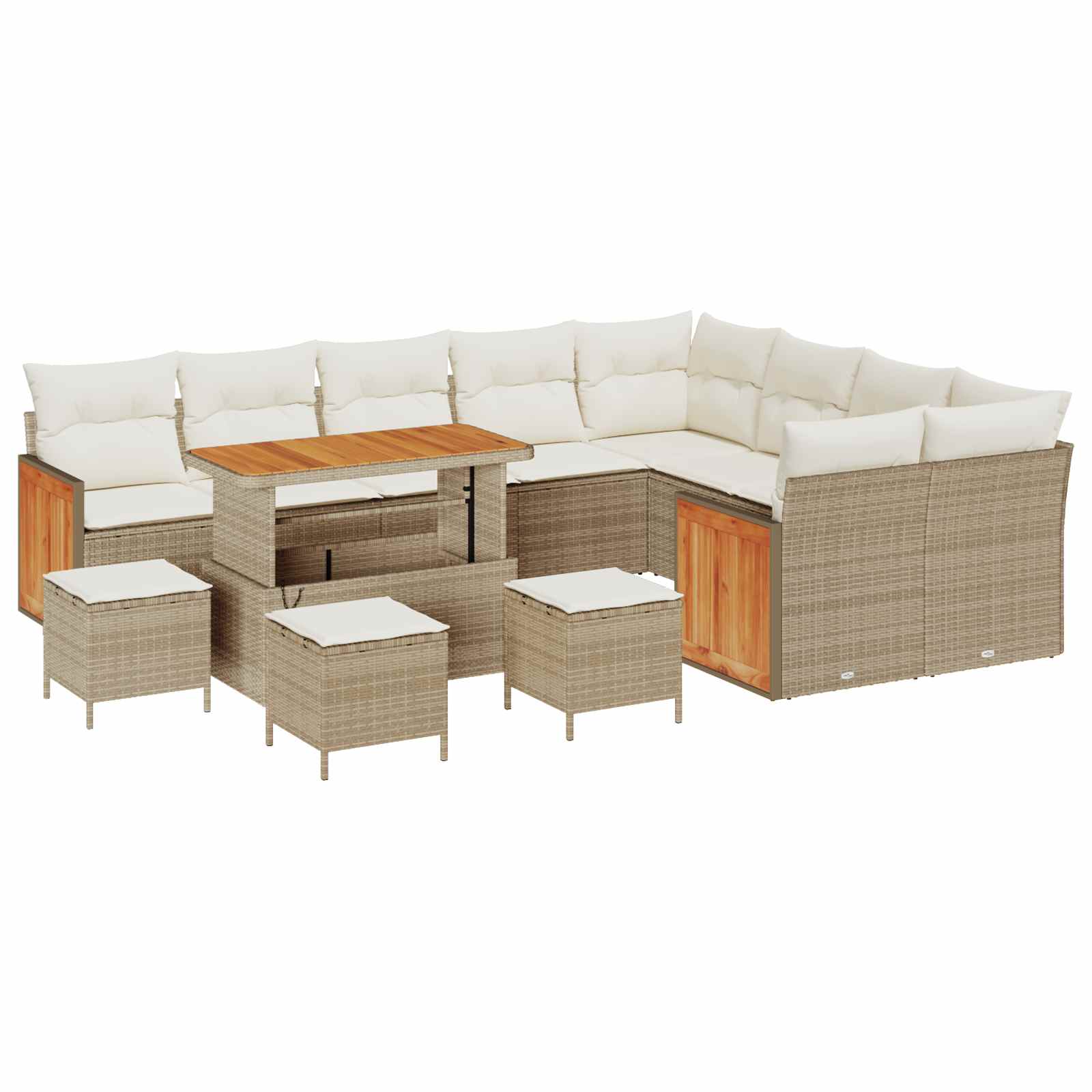 Gartensofa-set mit Kissen 13 pcs Beige und Creme