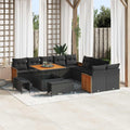 Gartensofa-set mit Kissen 13 pcs Schwarz