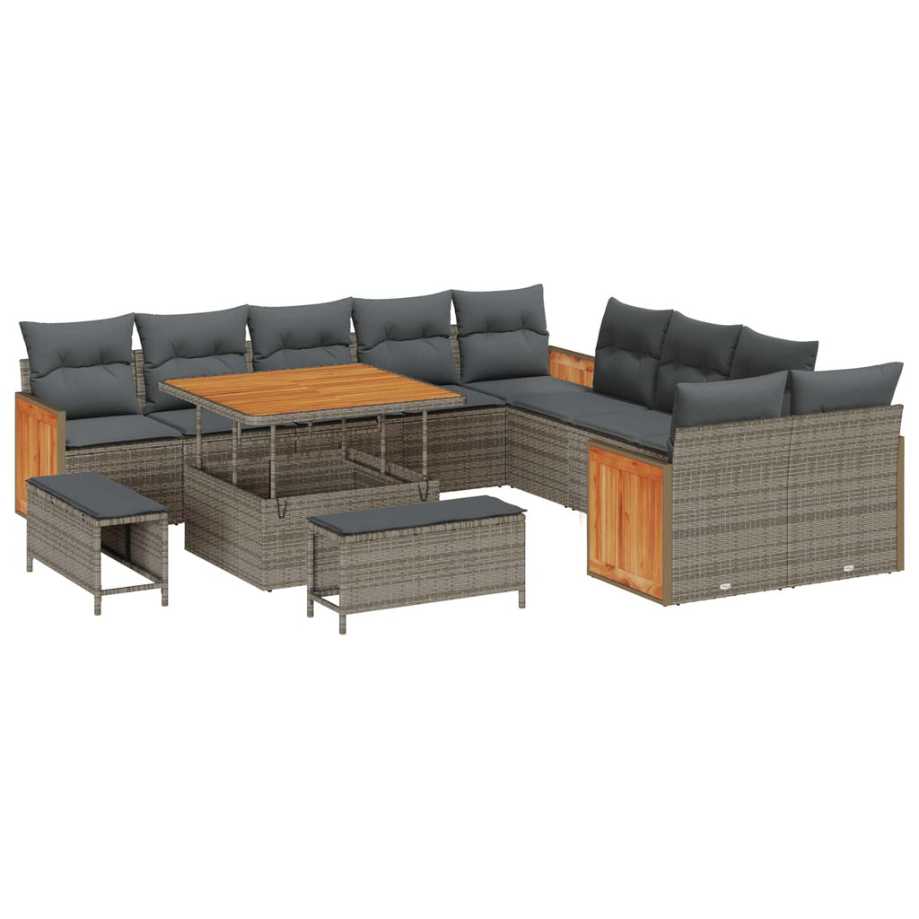 Gartensofa-set mit Kissen 13 pcs Grau