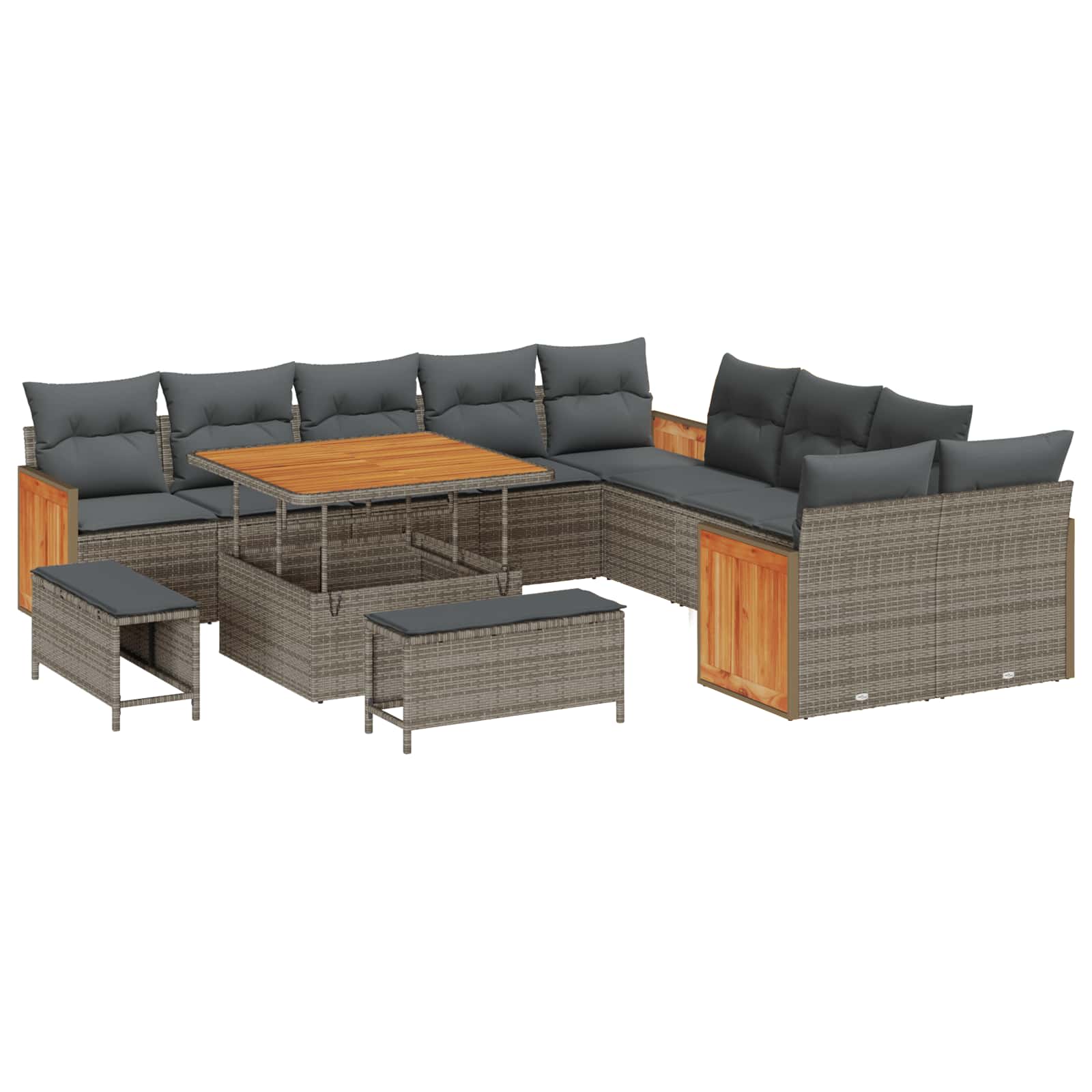 Gartensofa-set mit Kissen 13 pcs Grau