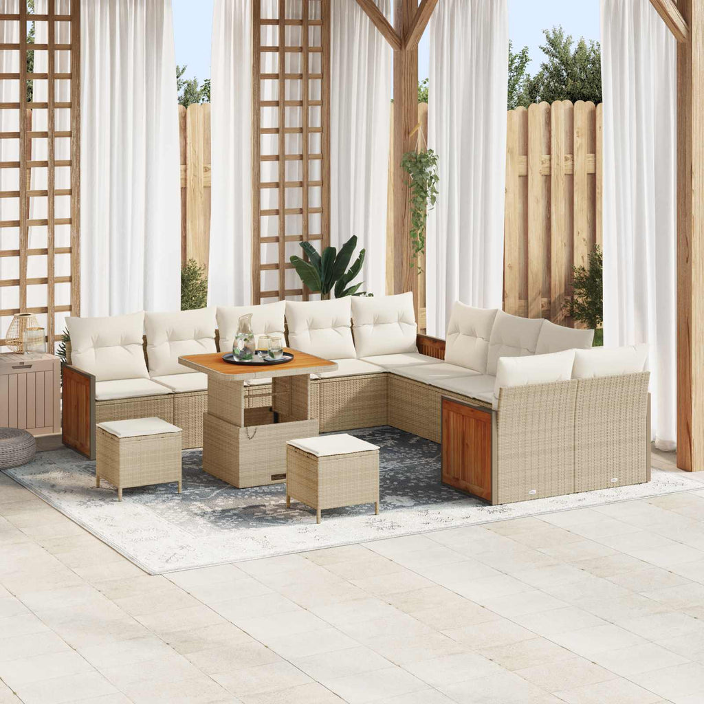 Gartensofa-set mit Kissen 13 pcs Beige und Creme