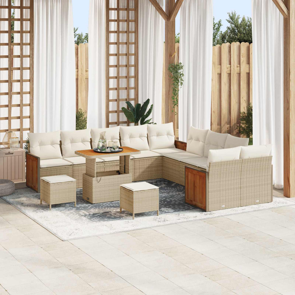 Gartensofa-set mit Kissen 13 pcs Beige und Creme