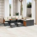Gartensofa-set mit Kissen 14 pcs Schwarz und Creme