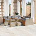 Gartensofa-set mit Kissen 14 pcs Beige und Hellgrau