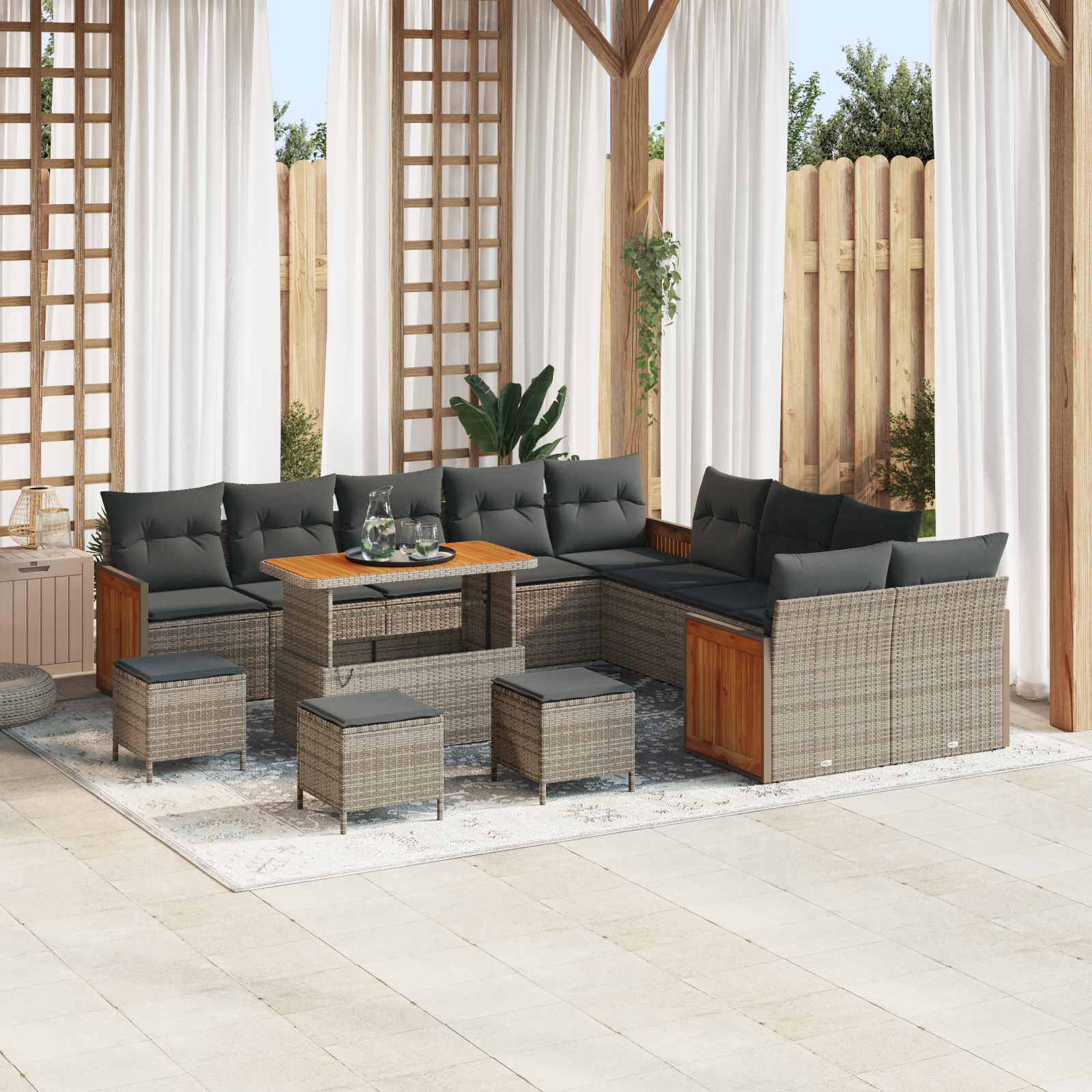 Gartensofa-set mit Kissen 14 pcs Grau