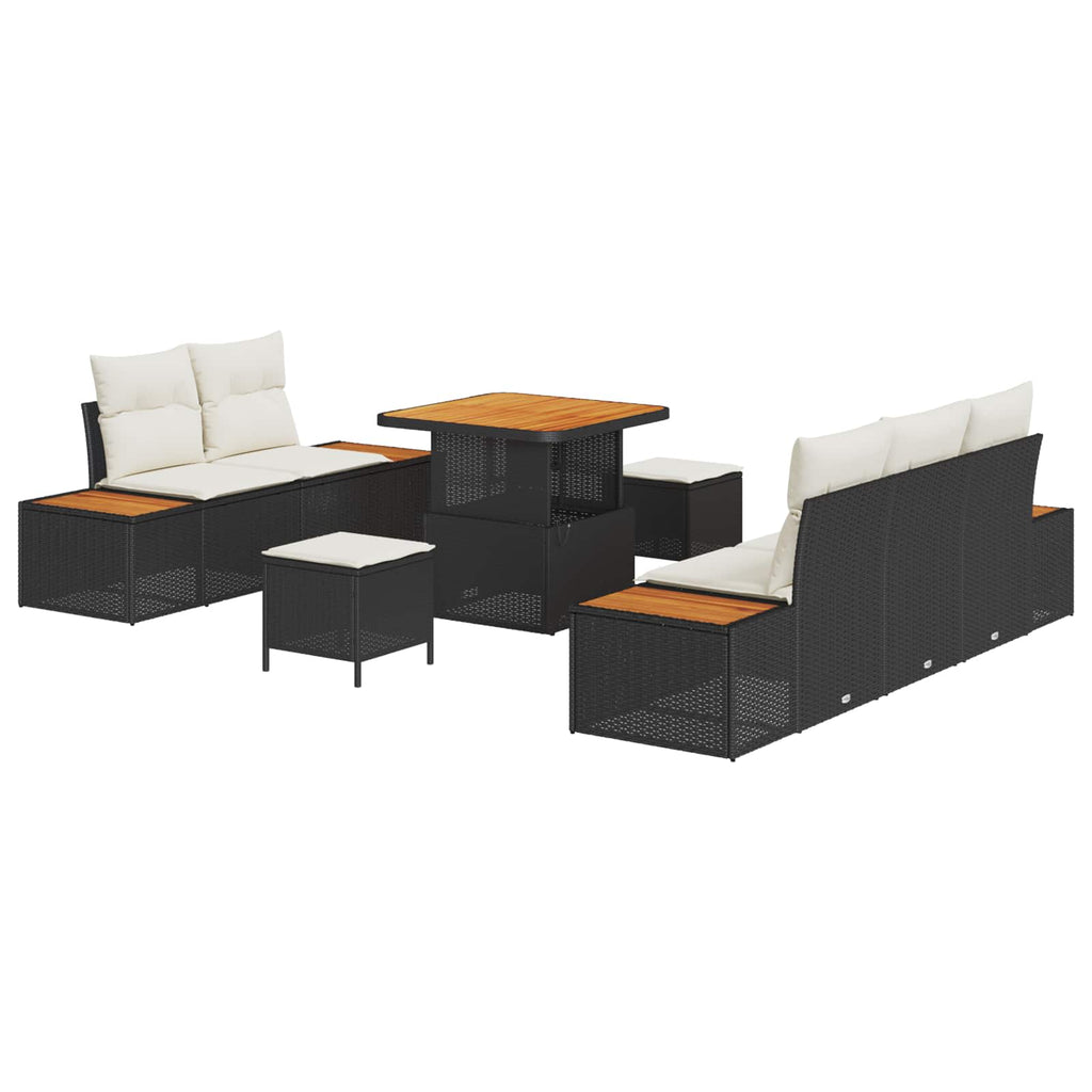 Gartensofa-set mit Kissen 8 pcs Schwarz und Creme