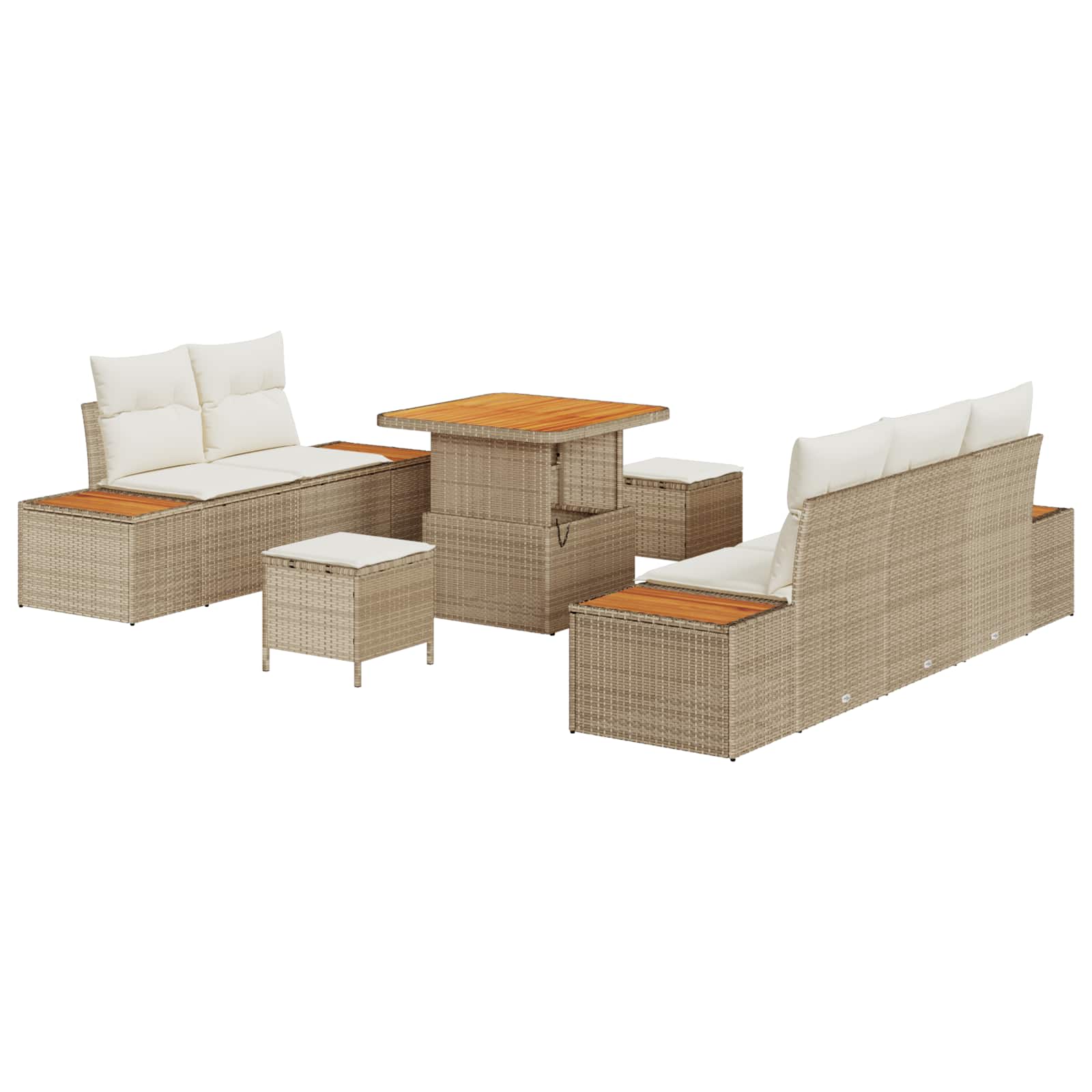 Gartensofa-set mit Kissen 8 pcs Beige und Creme