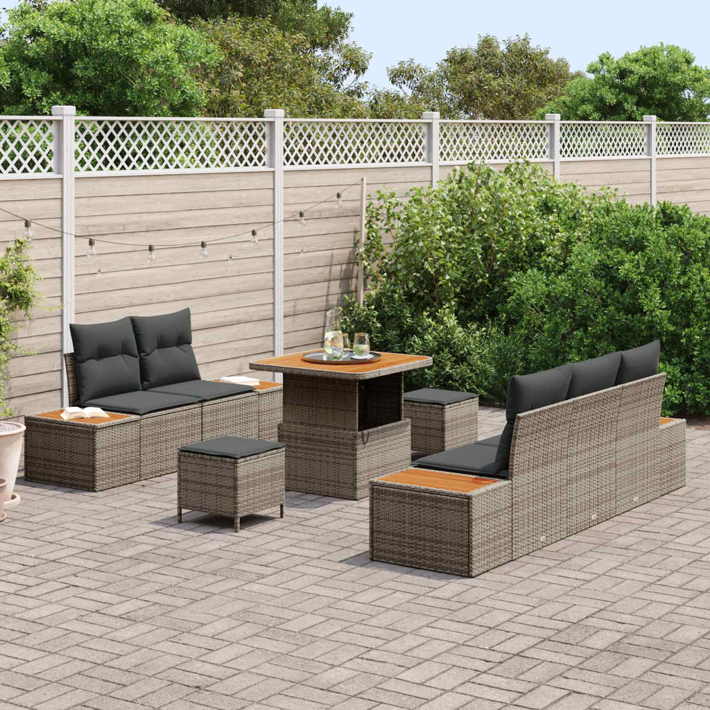 Gartensofa-set mit Kissen 8 pcs Grau