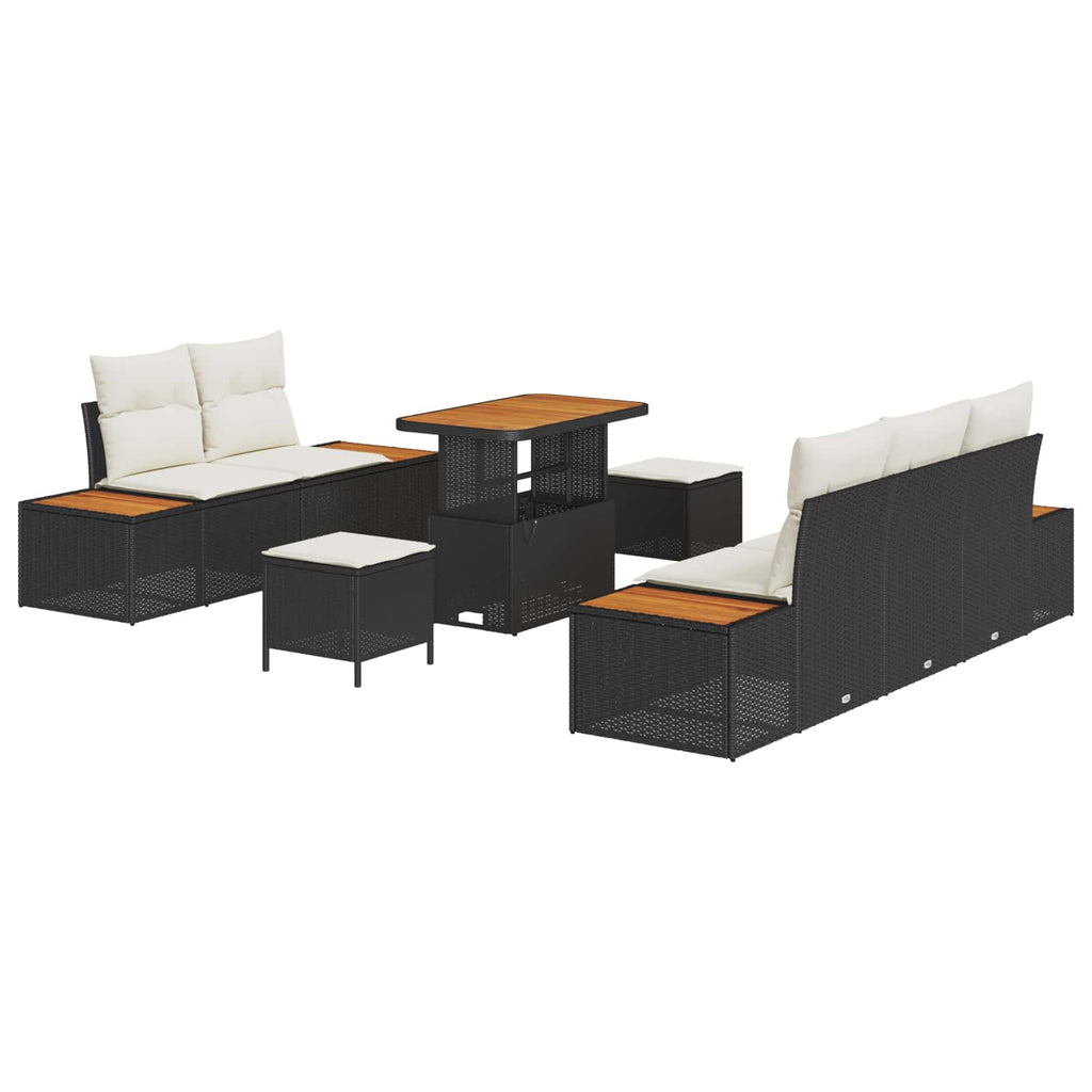 Gartensofa-set mit Kissen 8 pcs Schwarz und Creme
