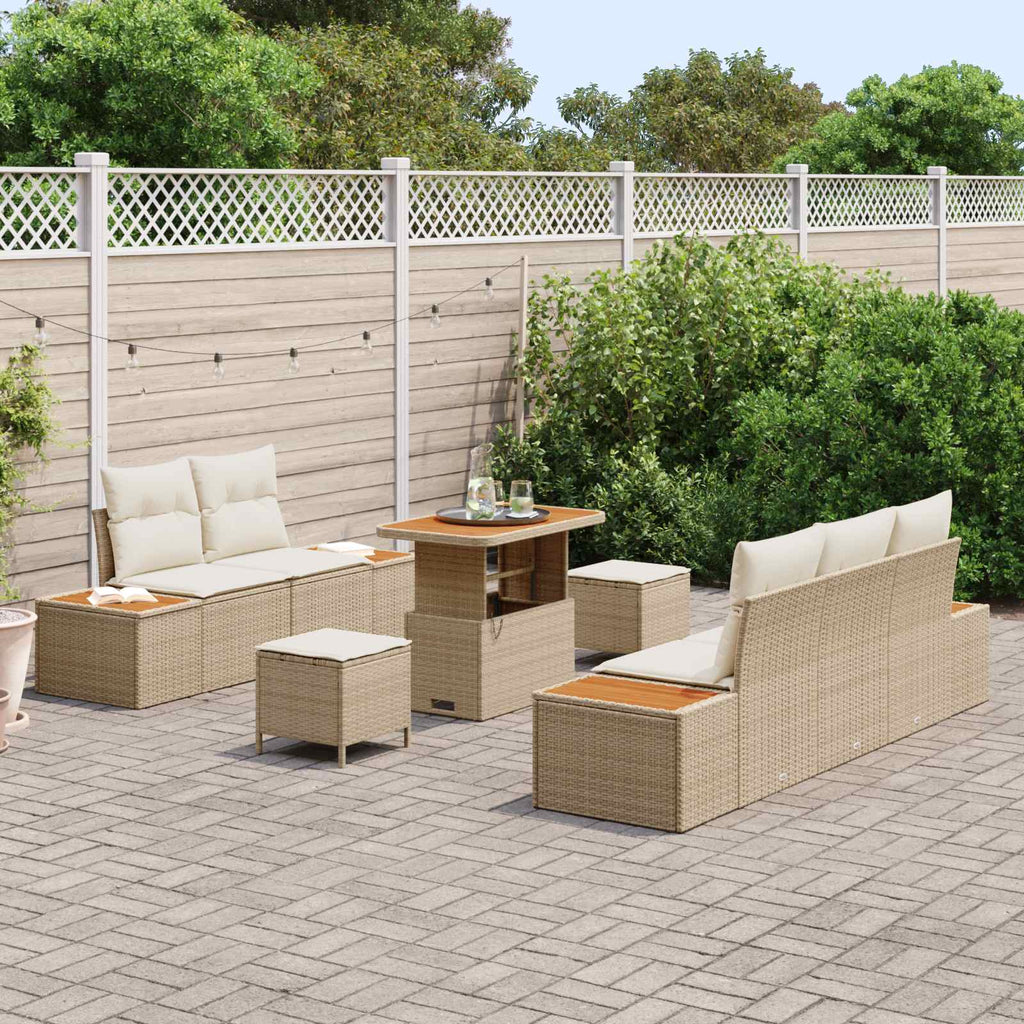 Gartensofa-set mit Kissen 8 pcs Beige und Creme