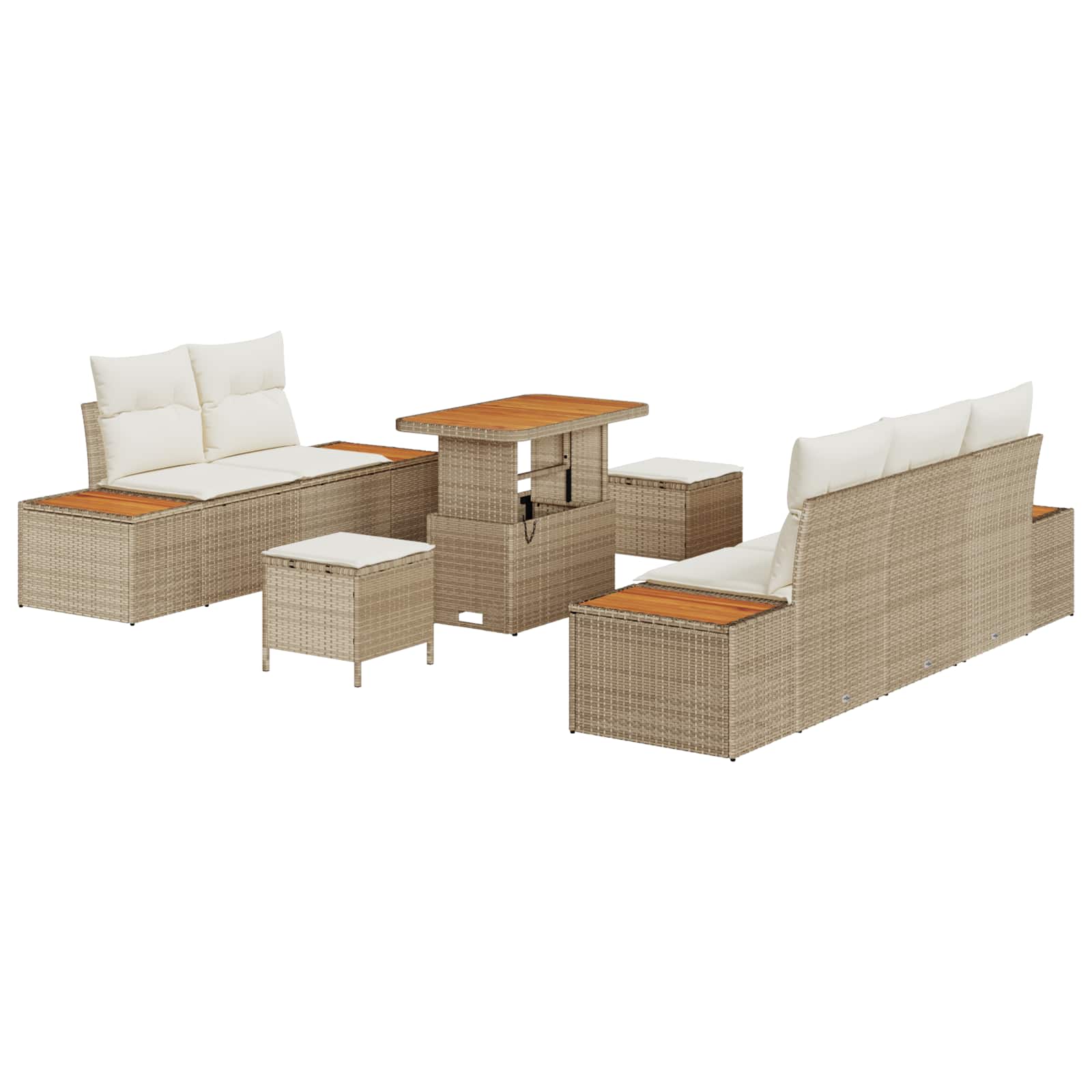 Gartensofa-set mit Kissen 8 pcs Beige und Creme