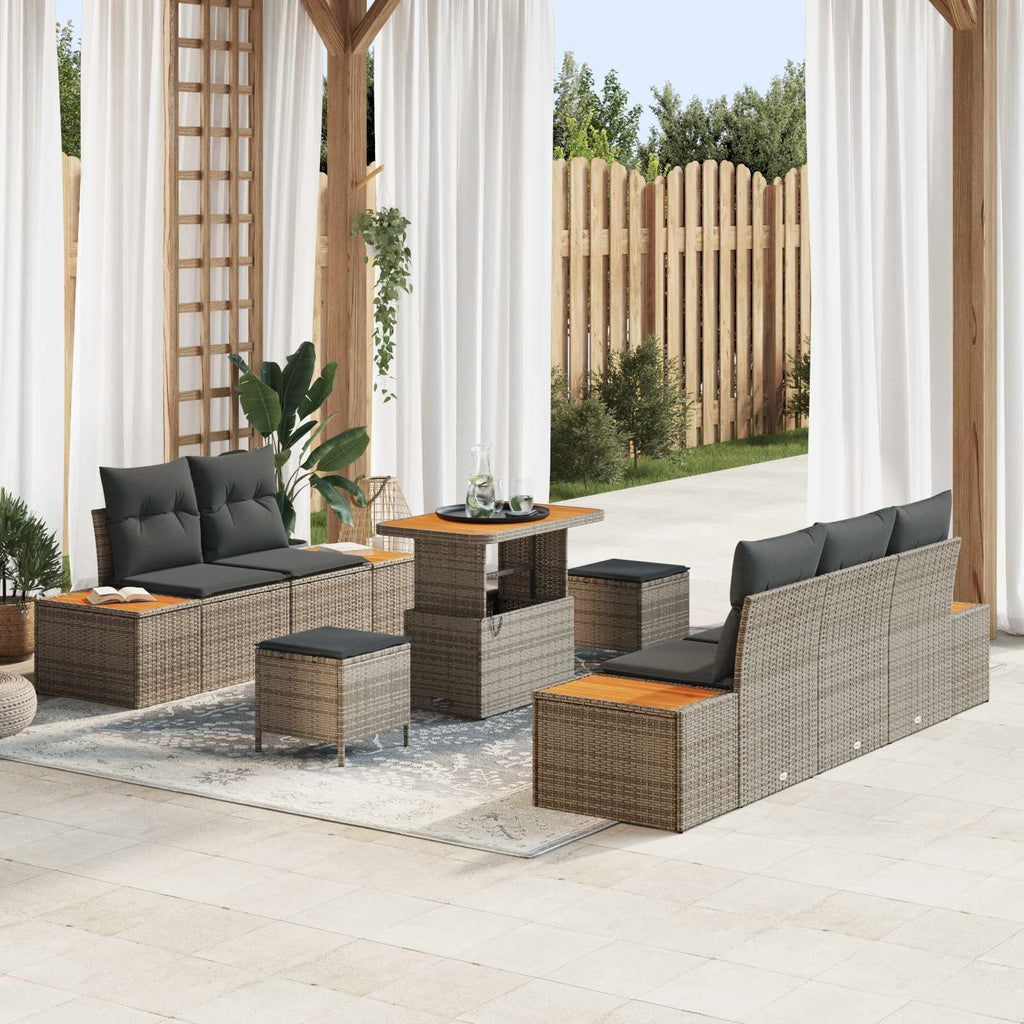 Gartensofa-set mit Kissen 8 pcs Grau
