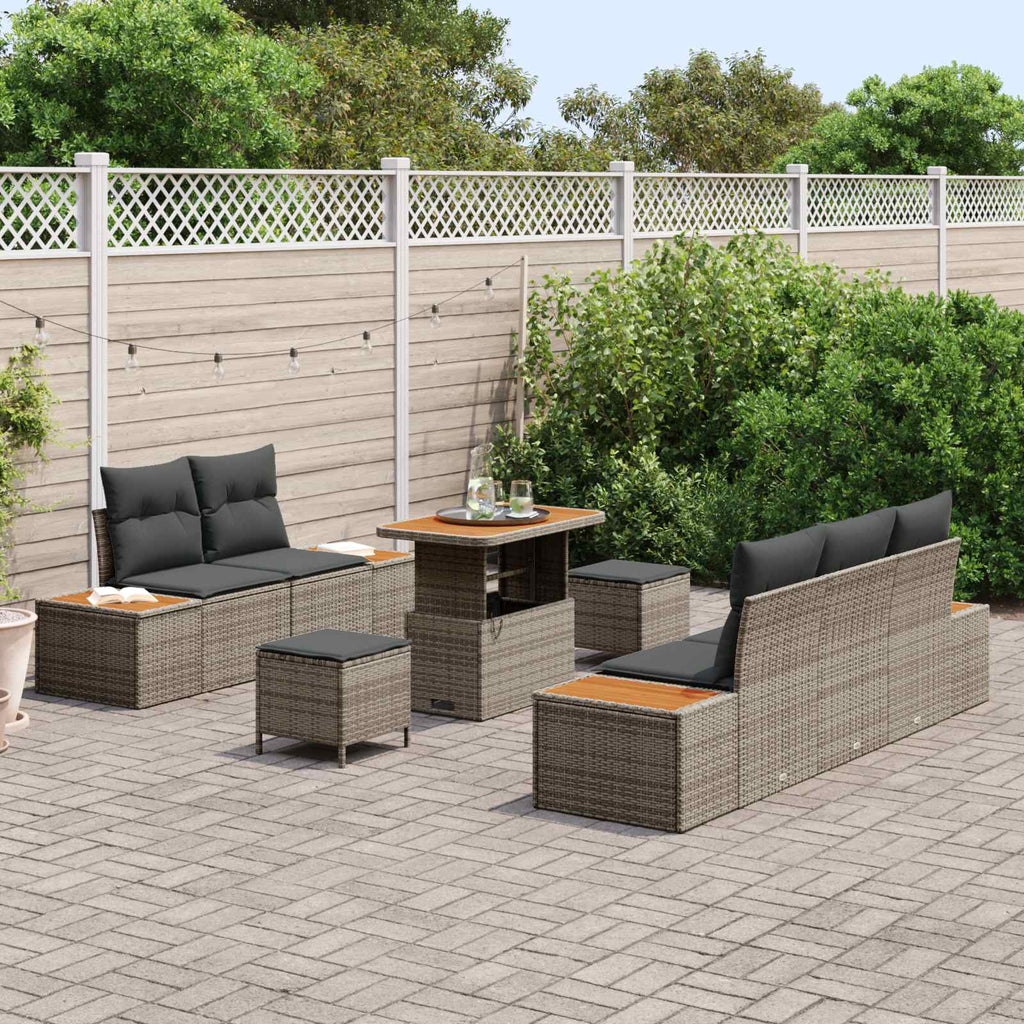 Gartensofa-set mit Kissen 8 pcs Grau