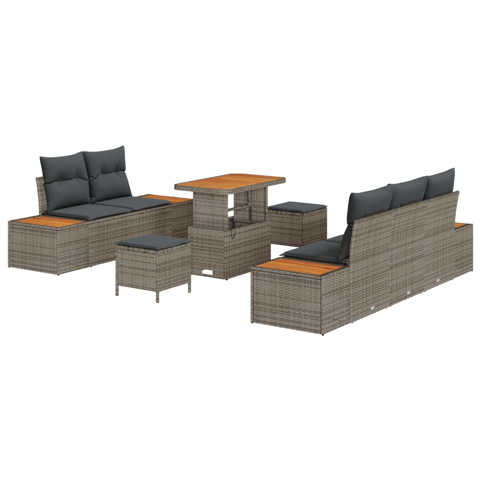 Gartensofa-set mit Kissen 8 pcs Grau