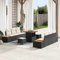 Gartensofa-set mit Kissen 9 pcs Schwarz und Creme