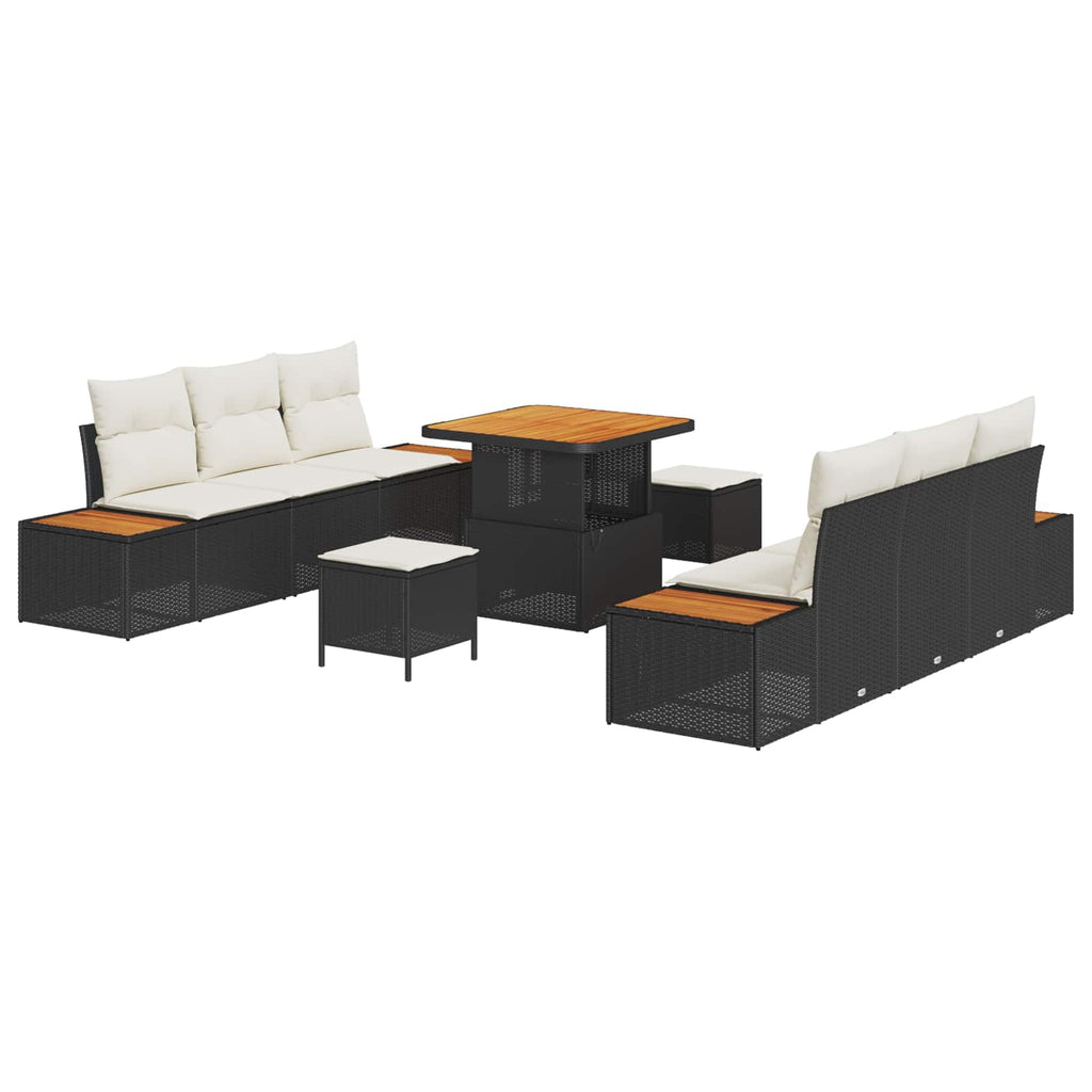 Gartensofa-set mit Kissen 9 pcs Schwarz und Creme