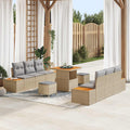 Gartensofa-set mit Kissen 9 pcs Beige und Hellgrau
