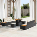 Gartensofa-set mit Kissen 9 pcs Schwarz und Creme