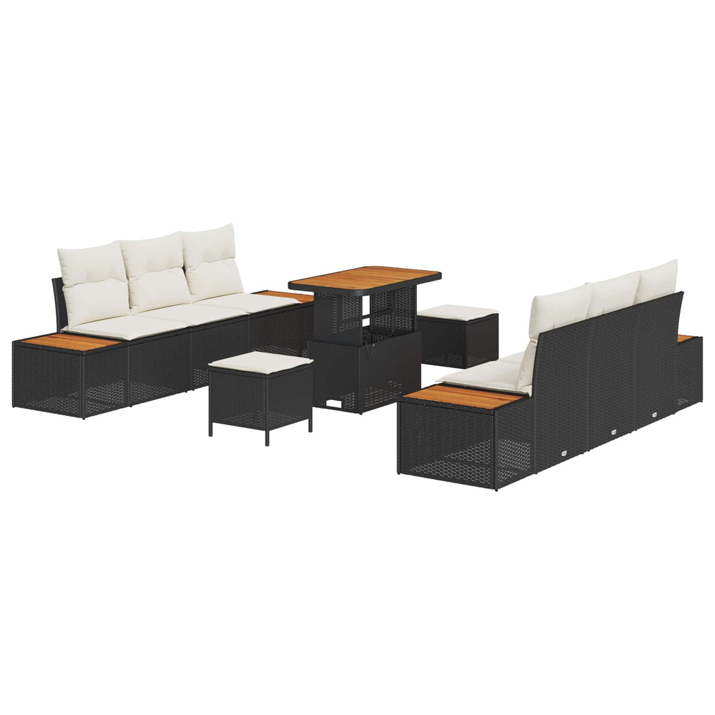 Gartensofa-set mit Kissen 9 pcs Schwarz und Creme