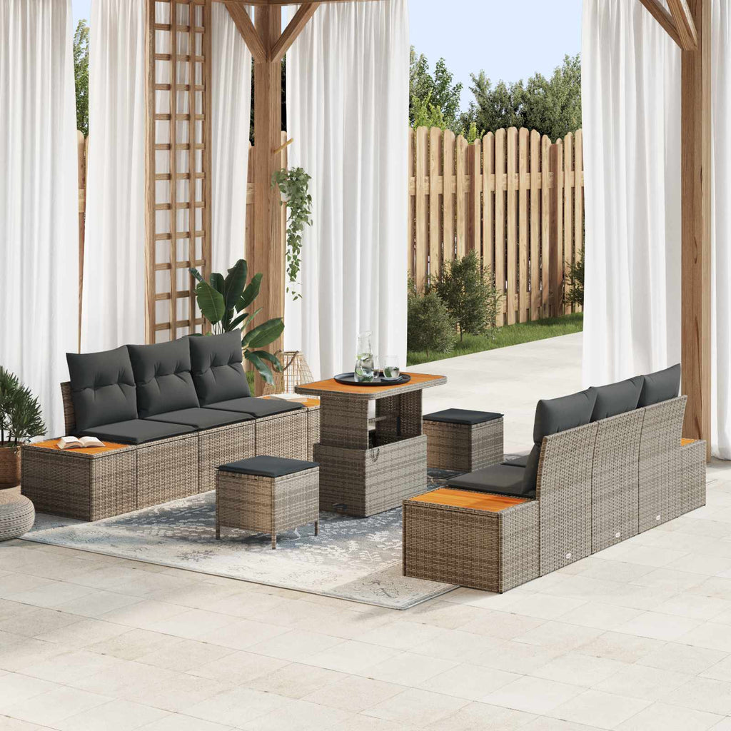Gartensofa-set mit Kissen 9 pcs Grau