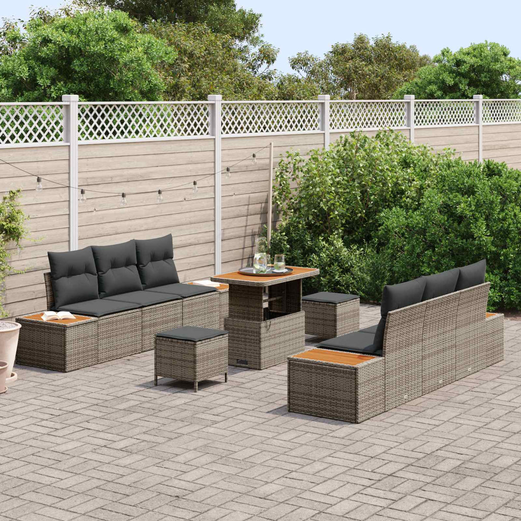Gartensofa-set mit Kissen 9 pcs Grau