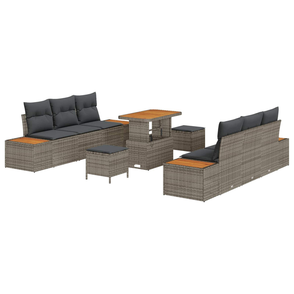 Gartensofa-set mit Kissen 9 pcs Grau