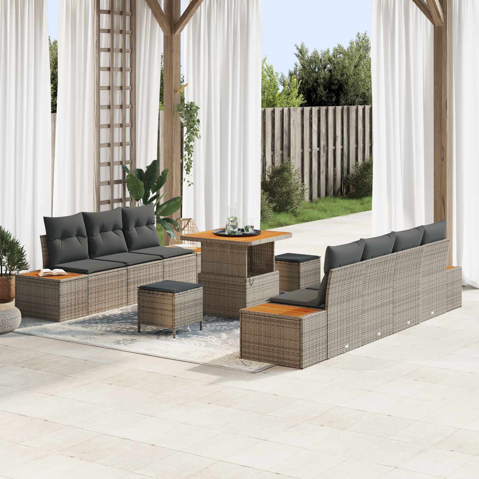 Gartensofa-set mit Kissen 10 pcs Grau