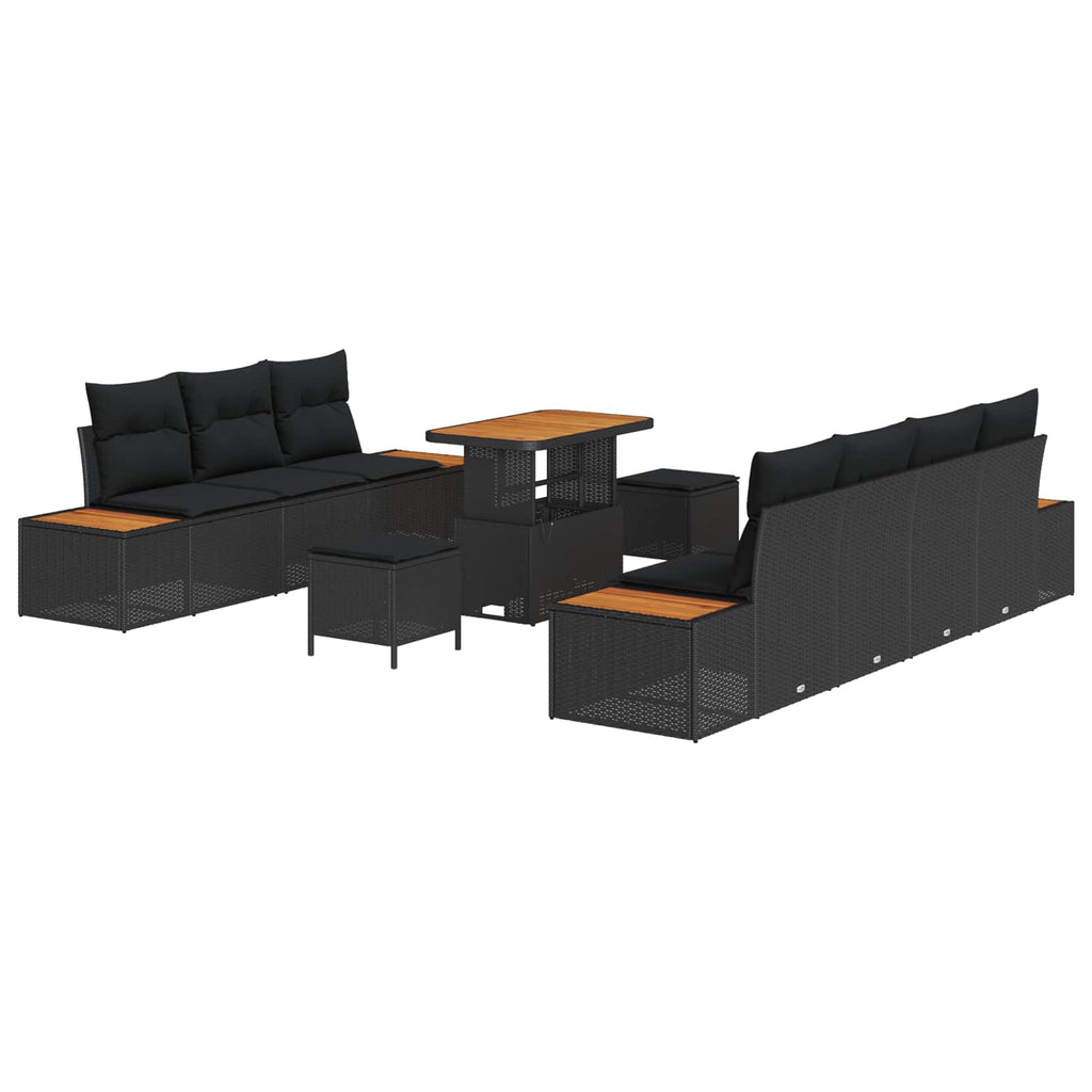 Gartensofa-set mit Kissen 10 pcs Schwarz