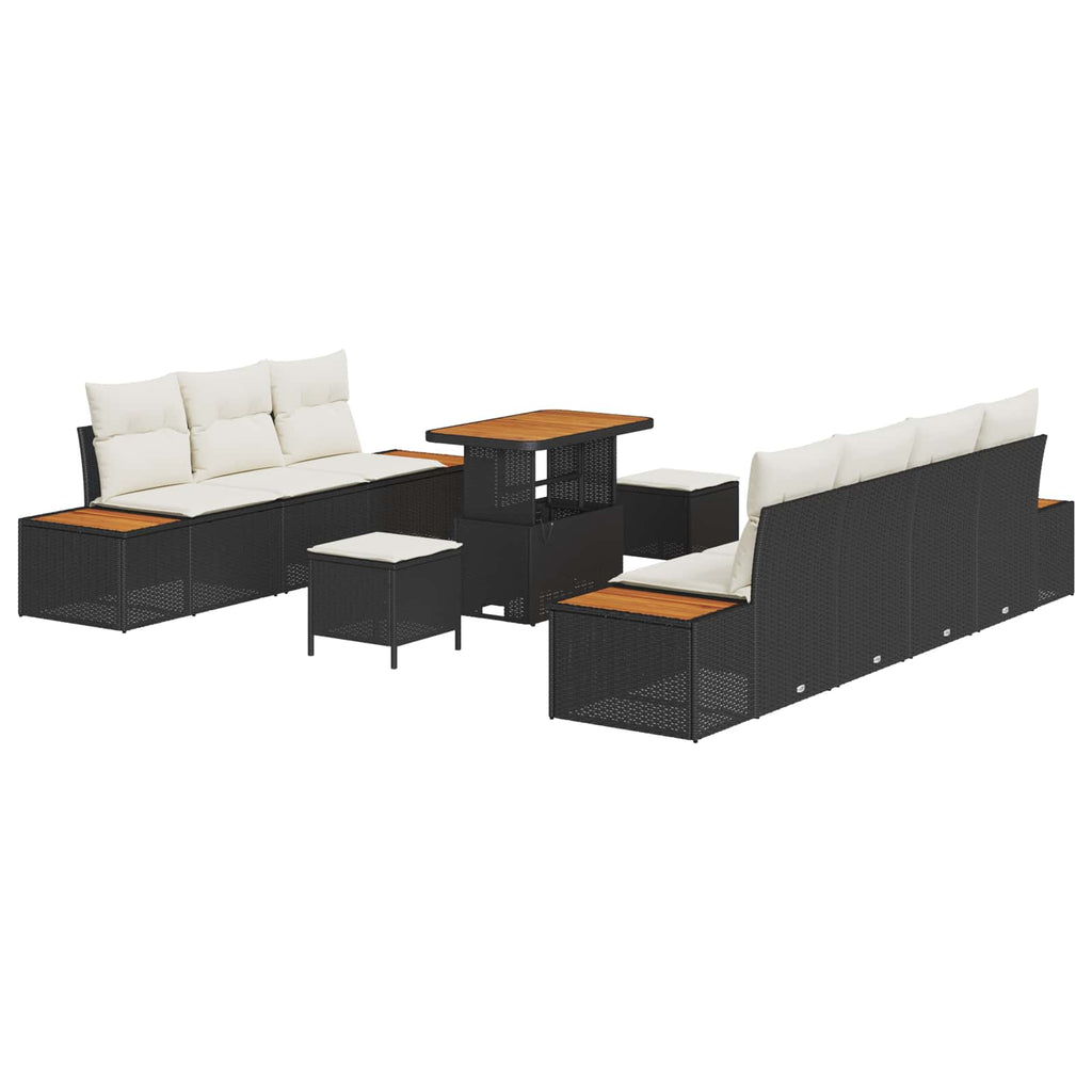 Gartensofa-set mit Kissen 10 pcs Schwarz und Creme