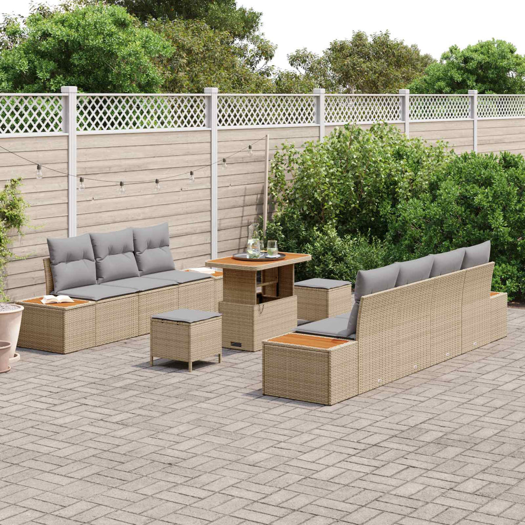 Gartensofa-set mit Kissen 10 pcs Beige und Hellgrau