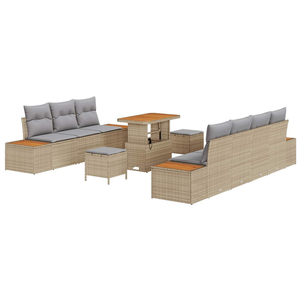 Gartensofa-set mit Kissen 10 pcs Beige und Hellgrau