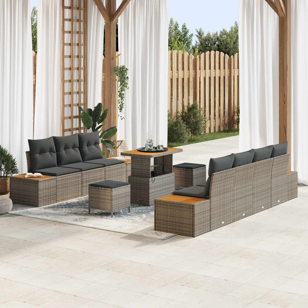 Gartensofa-set mit Kissen 10 pcs Grau