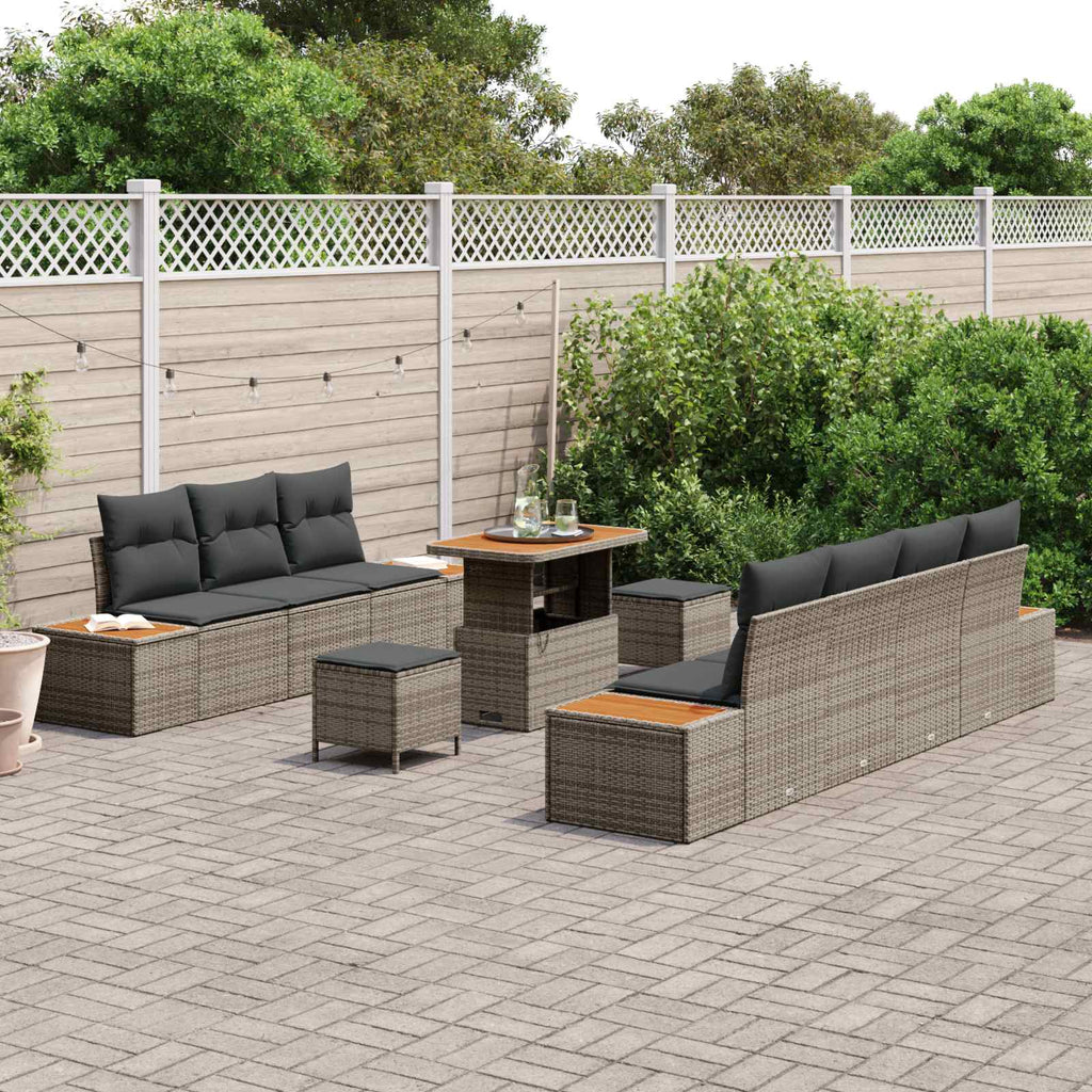 Gartensofa-set mit Kissen 10 pcs Grau