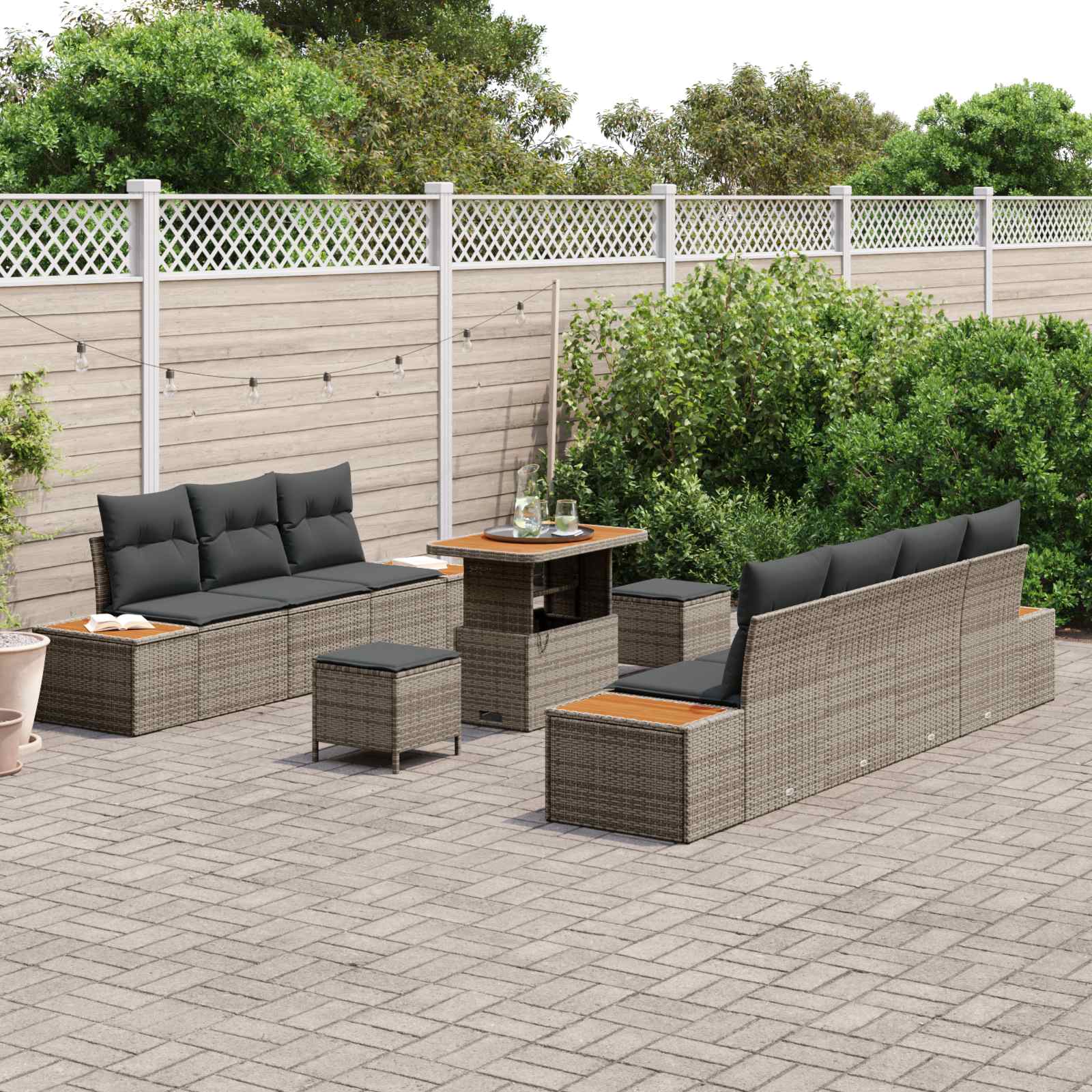 Gartensofa-set mit Kissen 10 pcs Grau
