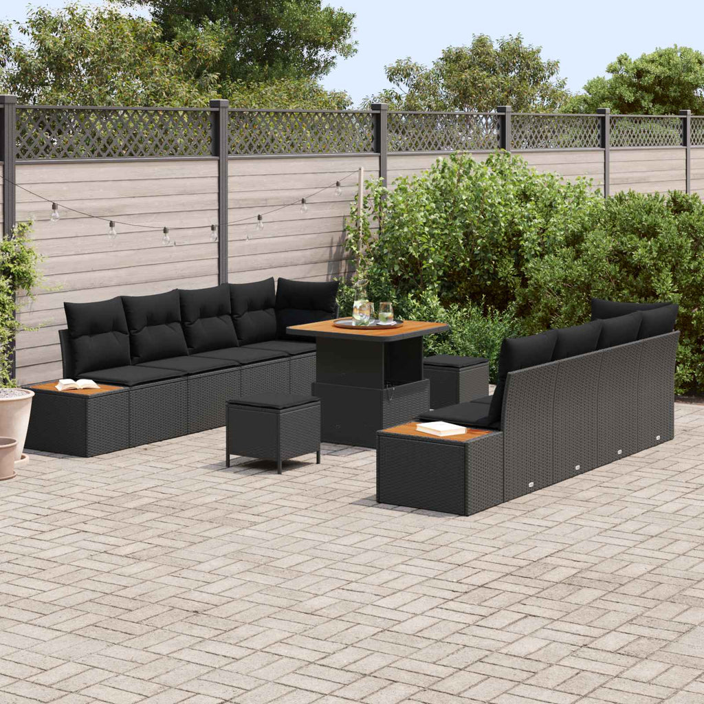 Gartensofa-set mit Kissen 11 pcs Schwarz