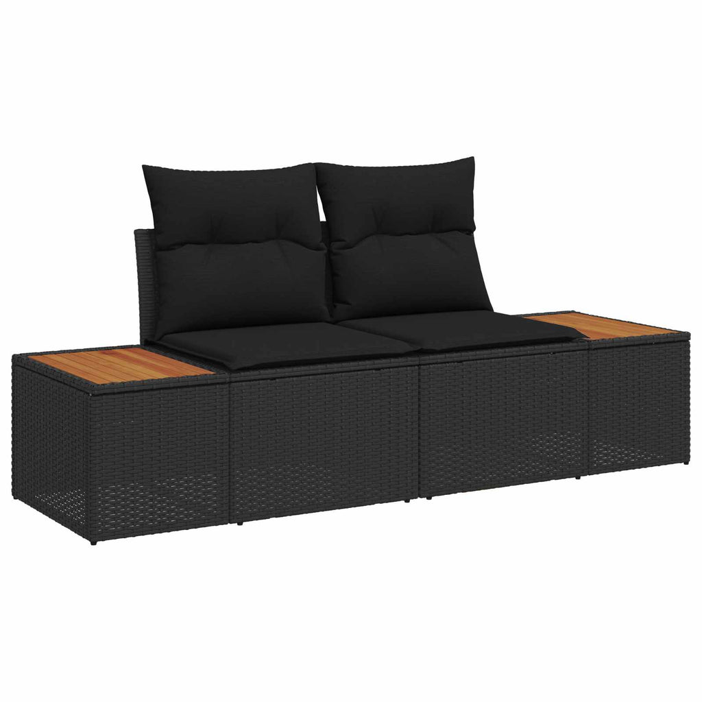 Gartensofa-set mit Kissen 11 pcs Schwarz
