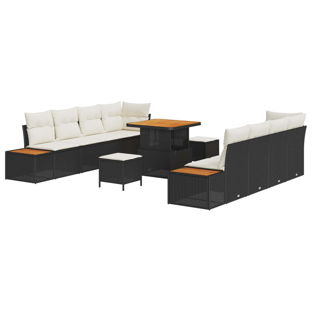 Gartensofa-set mit Kissen 11 pcs Schwarz und Creme