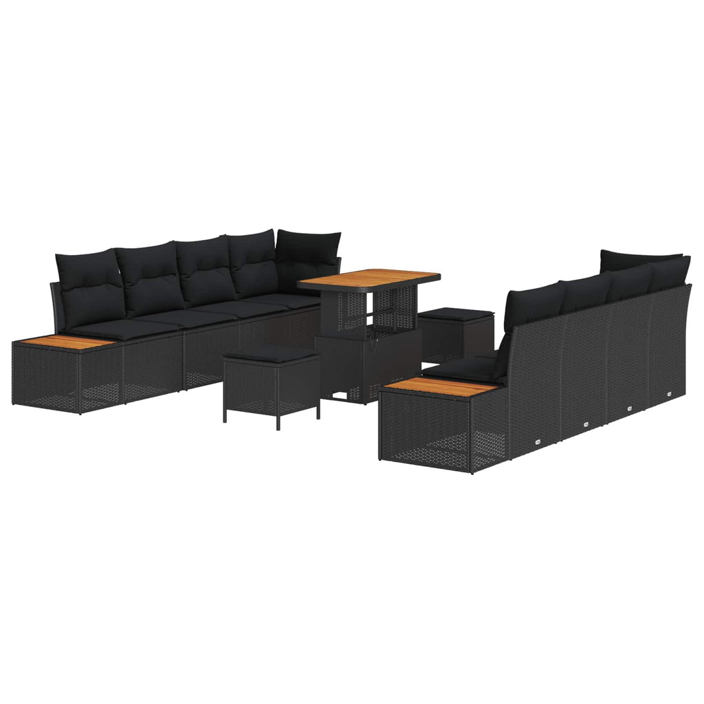 Gartensofa-set mit Kissen 11 pcs Schwarz