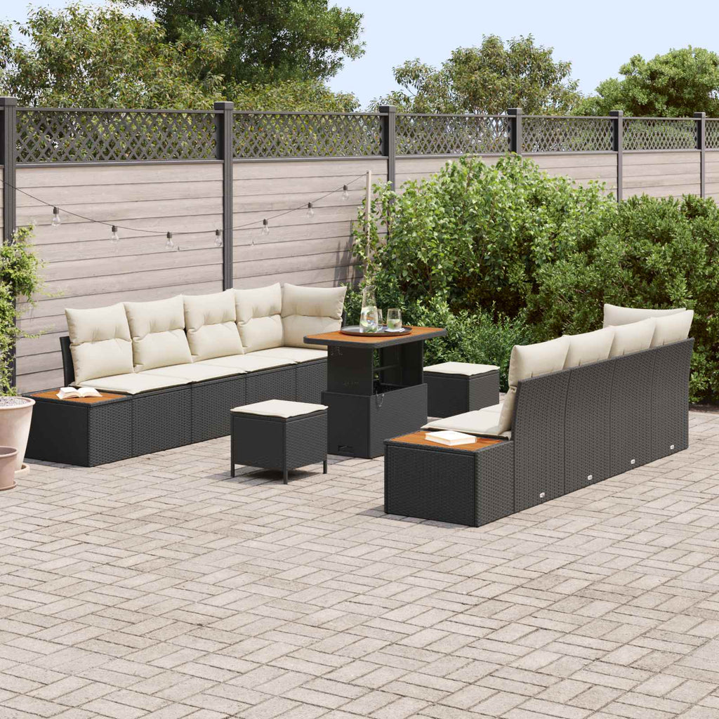 Gartensofa-set mit Kissen 11 pcs Schwarz und Creme